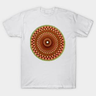 Mandala--Green and Red T-Shirt